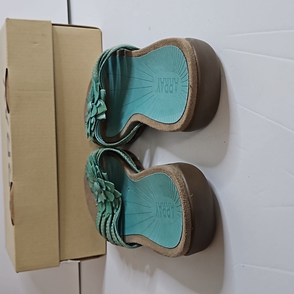 Array Maui Slide With Flower Sz 7.5m Turquoise Nib - image 5